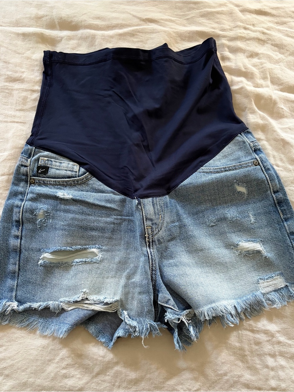 Pinkblush Maternity Panel Distressed Light Denim Shorts